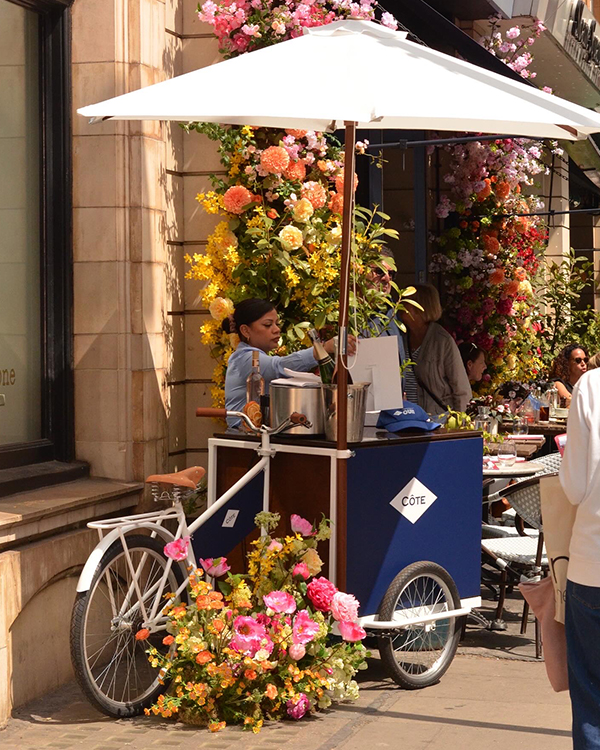 Restaurant in London with luxury Spring themed floral exterior for event