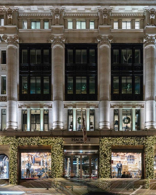 Front of store luxury Christmas doorway professional decorations in London