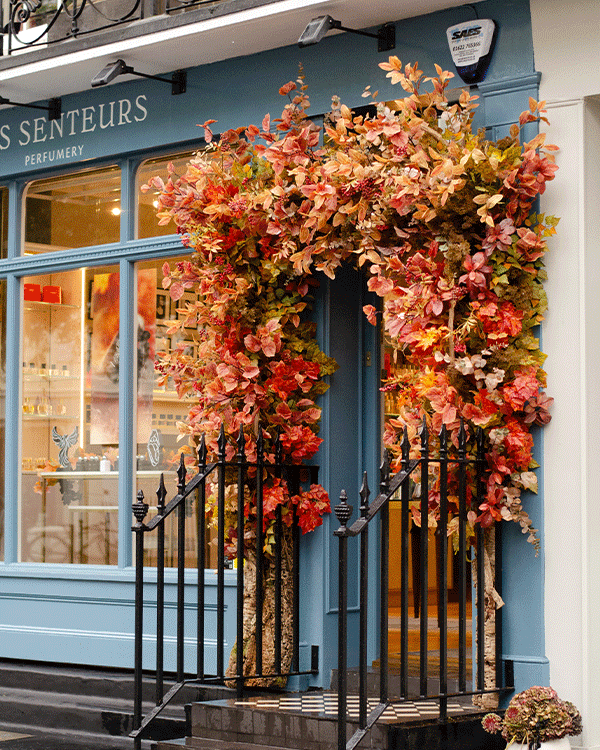 Store front seasonal event decoration at luxury boutique in London