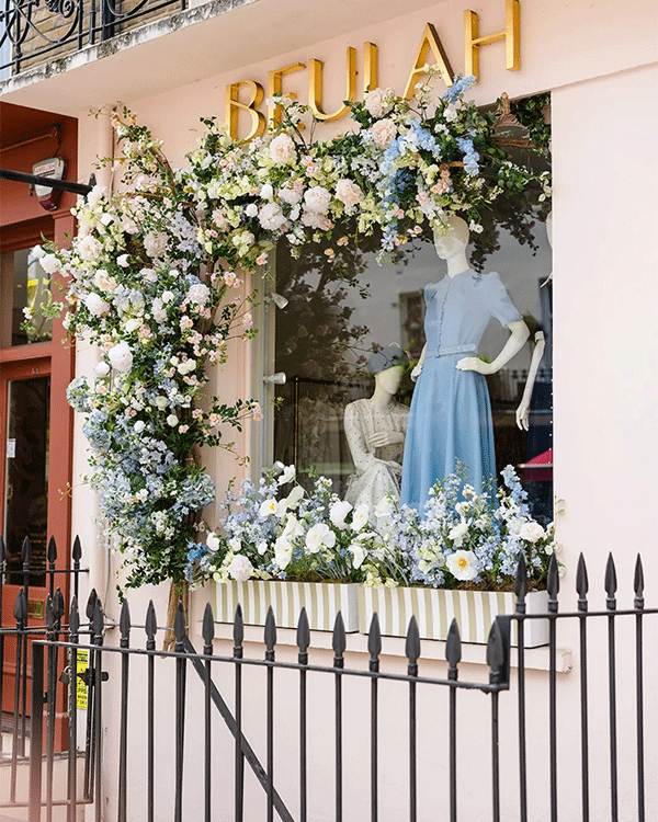 Floral design on shop front for event in London