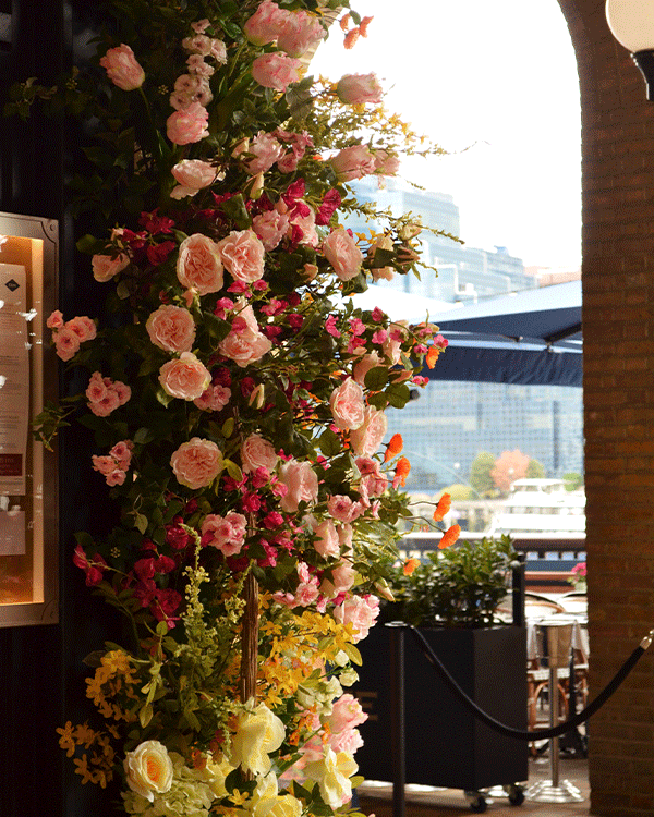 Beautiful floral display decoration at restaurant in Surrey
