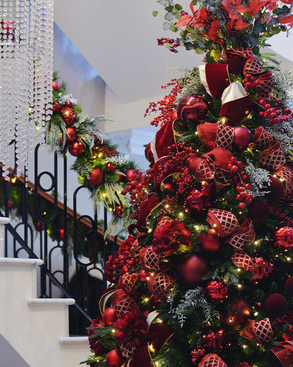 Christmas tree and bannister decorations in Berkshire