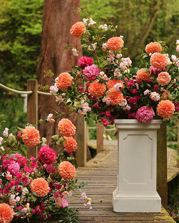Floral display for wedding at hotel in Hertfordshire